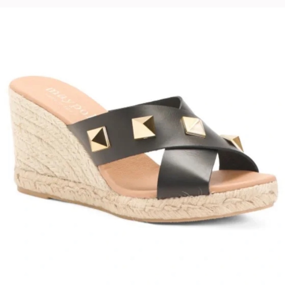 Maypol Anthropologie Black Leather Sandals Sz 8